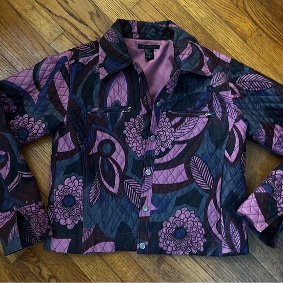SilkLand Jackets & Blazers - Silkland 100% Silk Women’s Multicolor Button Down quilted Blazer Jacket Size m